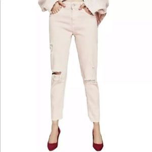 Zara 9.5” Hi-Rise Distressed Skinny Jeans Pink, 4.
